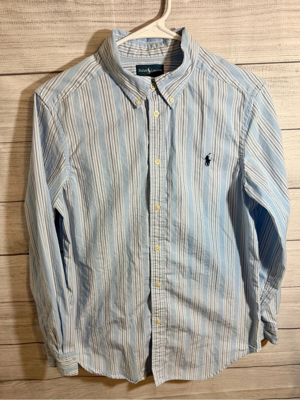 Ralph Lauren Light Blue & White Striped Button-Down Shirt